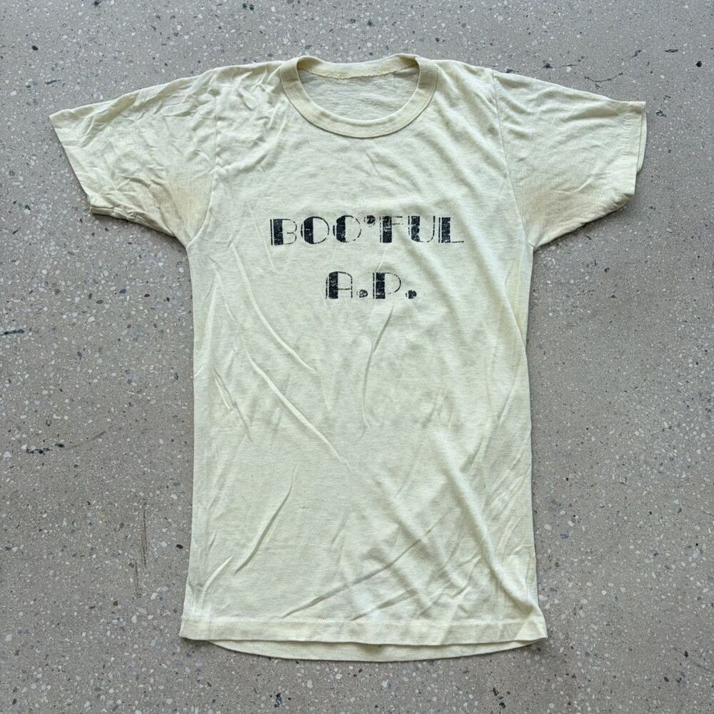 Vintage 70s Boo'ful Yellow Paper Thin T-Shirt